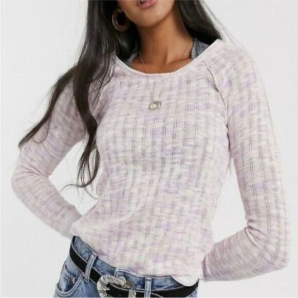 NWT Free People Spaced Out Long Sleeve-pink In Pink Combo